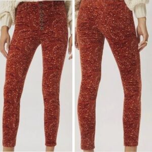Anthropology PILCRO High-Rise Skinny Paisley Corduroy Pants - Size 8/29